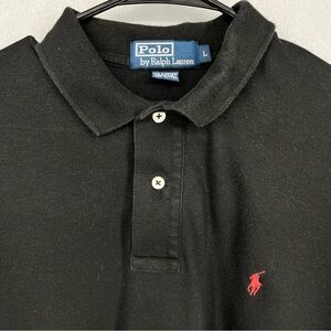 Ralph Lauren Men's Black Polo Shirt with Red Logo